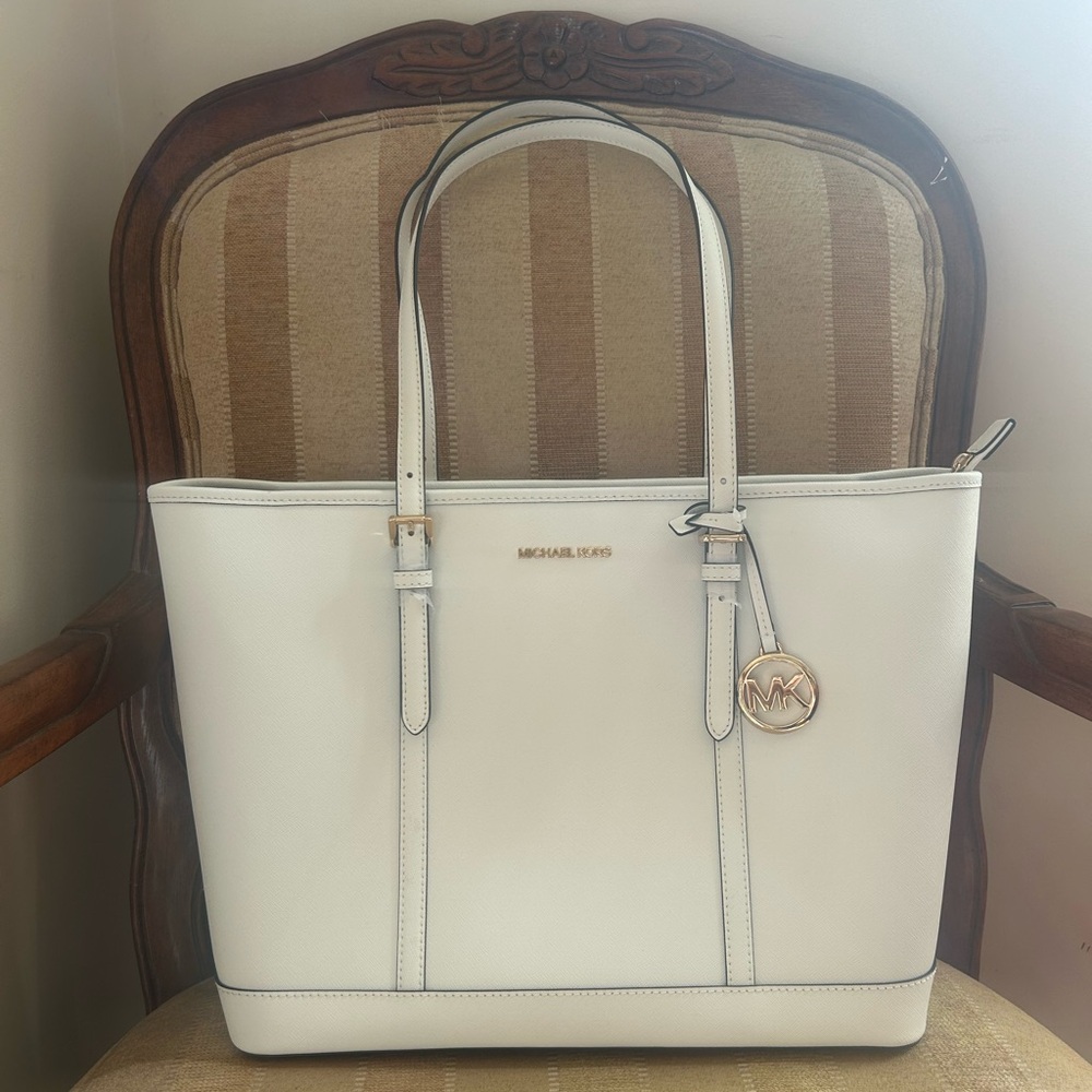 Michael Kors Jet Set Travel Large TZ Shoulder Tote - Optic White